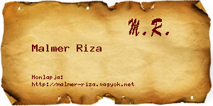 Malmer Riza névjegykártya